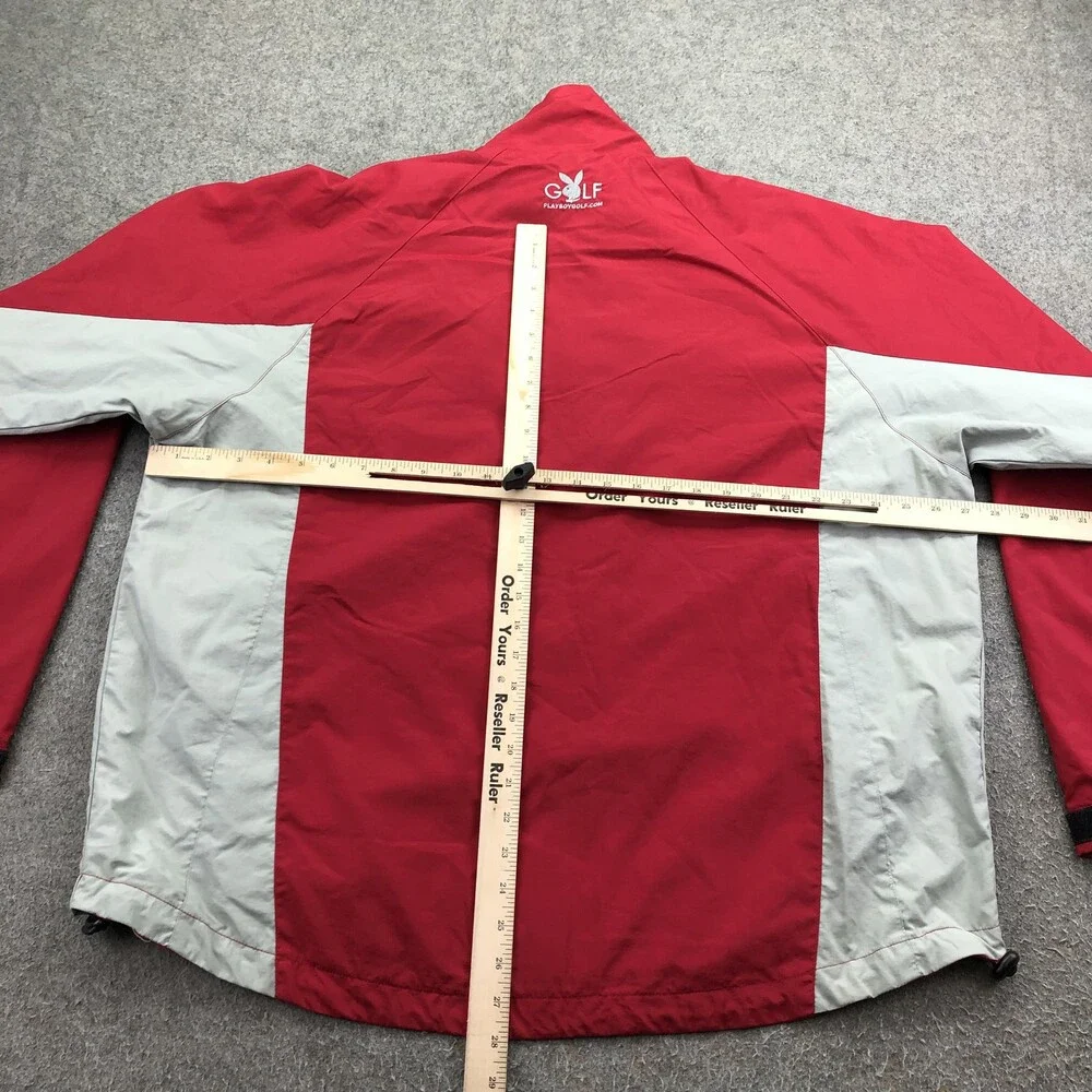 Playboy Golf Jacket Mens XL Red 1/4 Zip Windbreaker Colorblock Lined Pockets